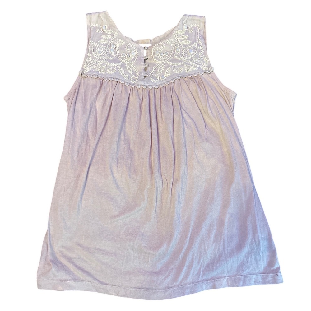 Deletta Womens Pink Embroidered Beaded Sleeveless Babydoll Tunic Top XS‎